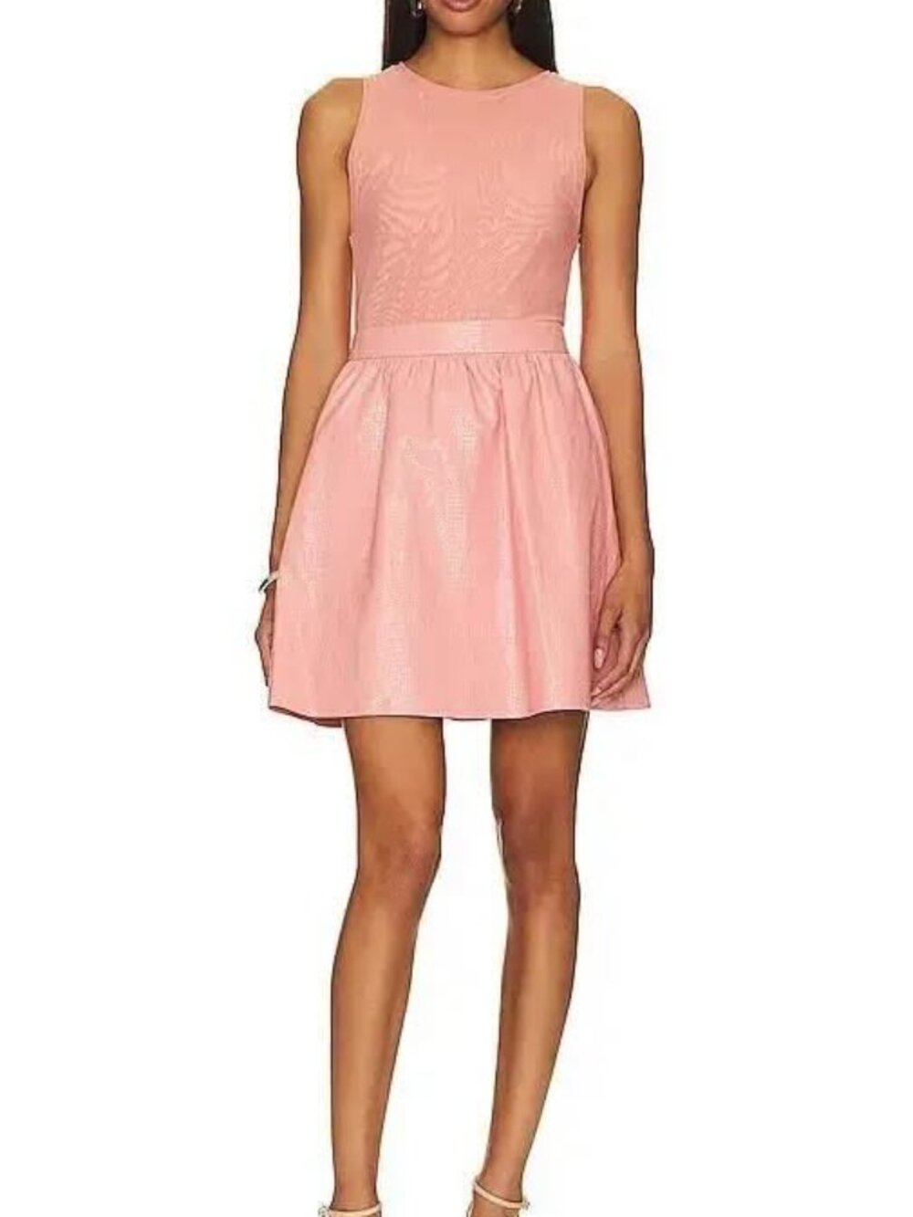 NWT Alice + Olivia Chara Vegan Leather Mesh Mini Dress Pink Size 10